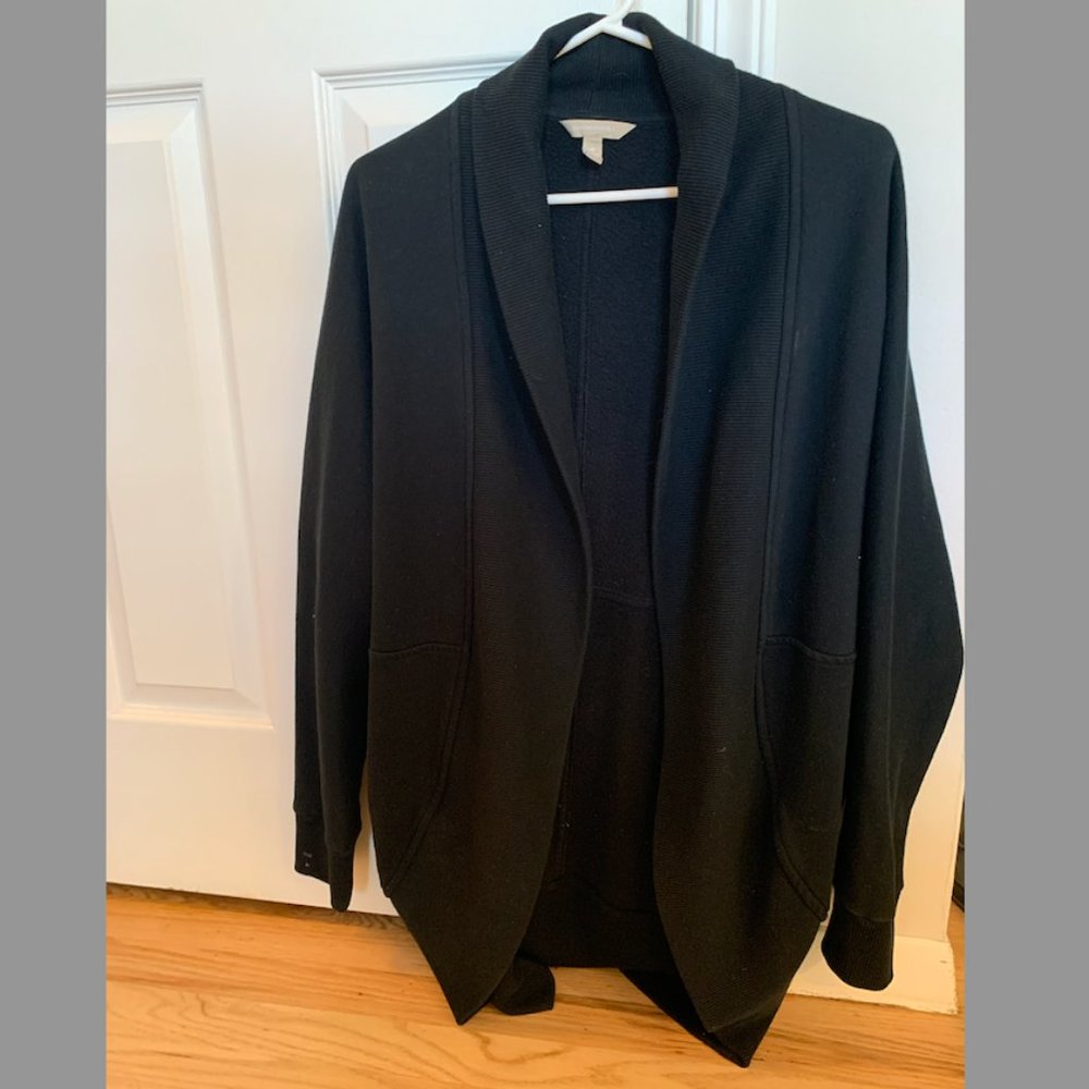 Banana Republic Black Oversized Open Sweatshirt Cardigan - Med